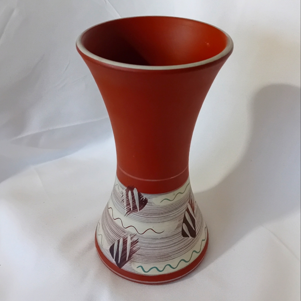Vintage Handarbeit Handpainted Terracotta Vase
